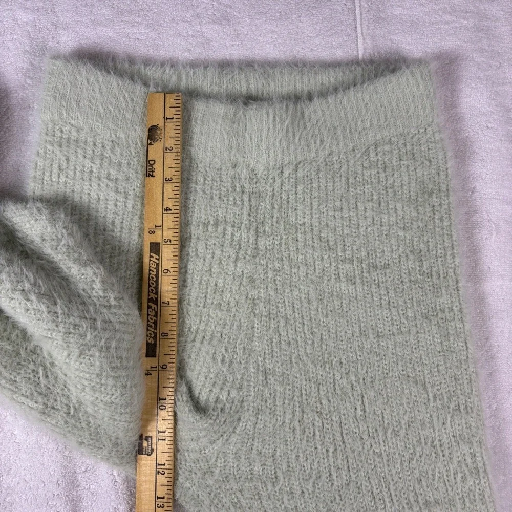 Nasty Gal Sweater Set Womens M Mint Green Fuzzy Eyelash Knit Wide Leg Loungewear